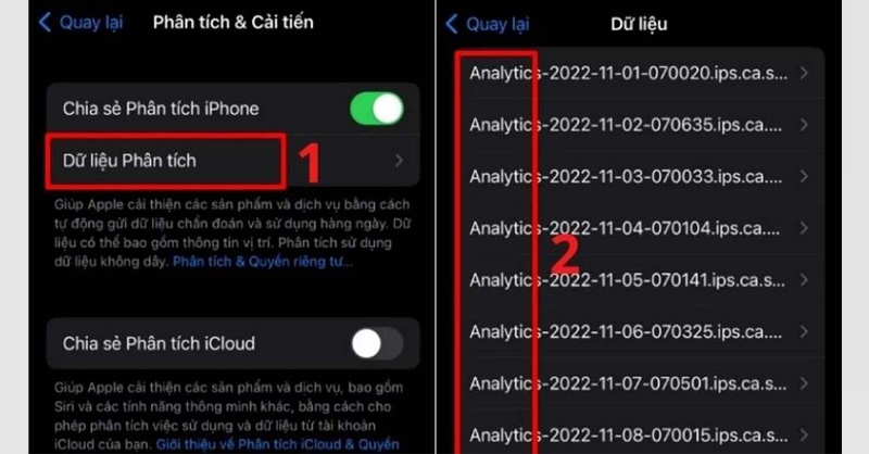 Chọn Dữ liệu phân tích và tìm trong danh sách có file Reset Counter không