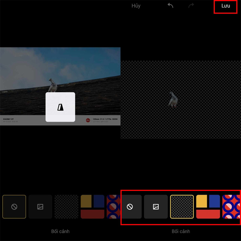 Chọn nền cho ảnh hoặc tiến hành lưu ảnh ở chế độ không có nền
