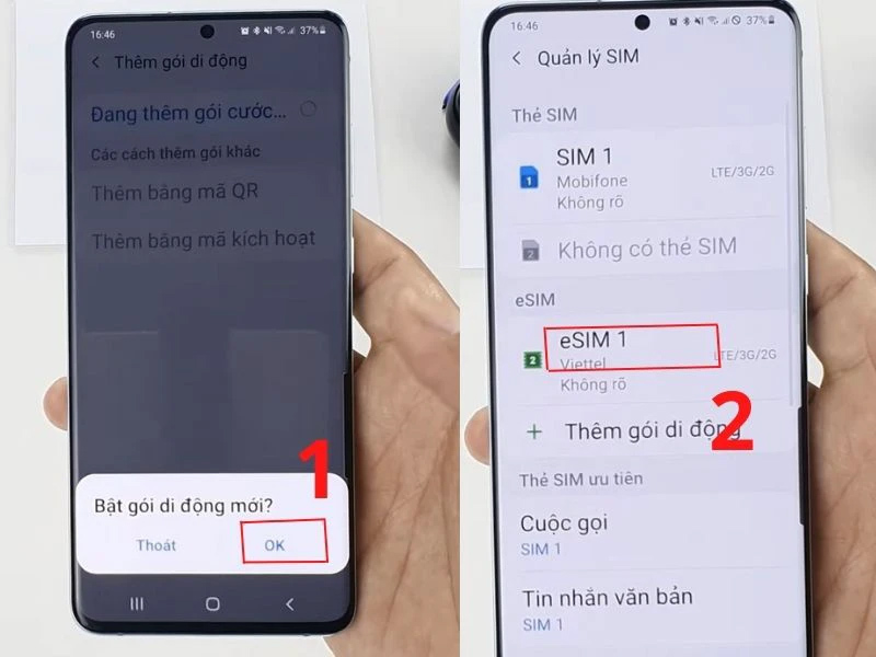 Chọn OK khi nhận được câu hỏi có đồng ý cài đặt eSIM không