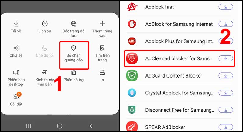 Chọn vào bộ chặn quảng cáo và tải ứng dụng mong muốn