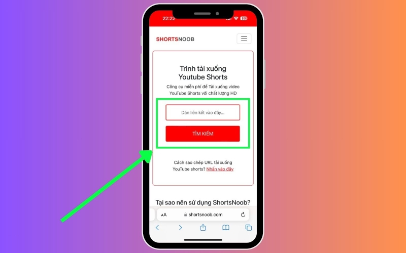Mở trang web cho phép tải video và dán link vừa copy vào ô Tìm kiếm