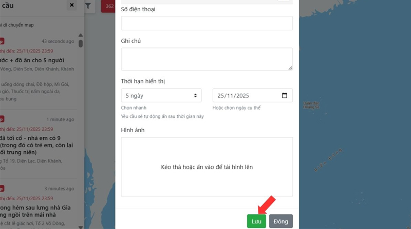 Điền thông tin và nhấn Lưu để hoàn tất