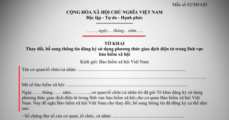 Điền thông tin cá nhân vào mẫu 02/SĐ-GD