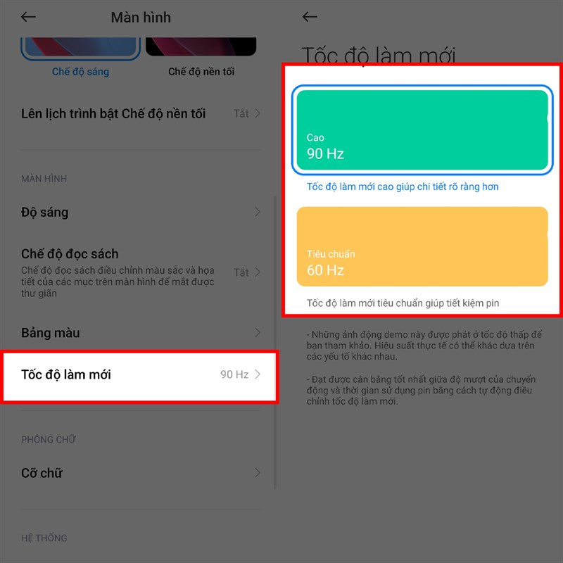 Điều chỉnh tần số quét trên điện thoại Xiaomi 