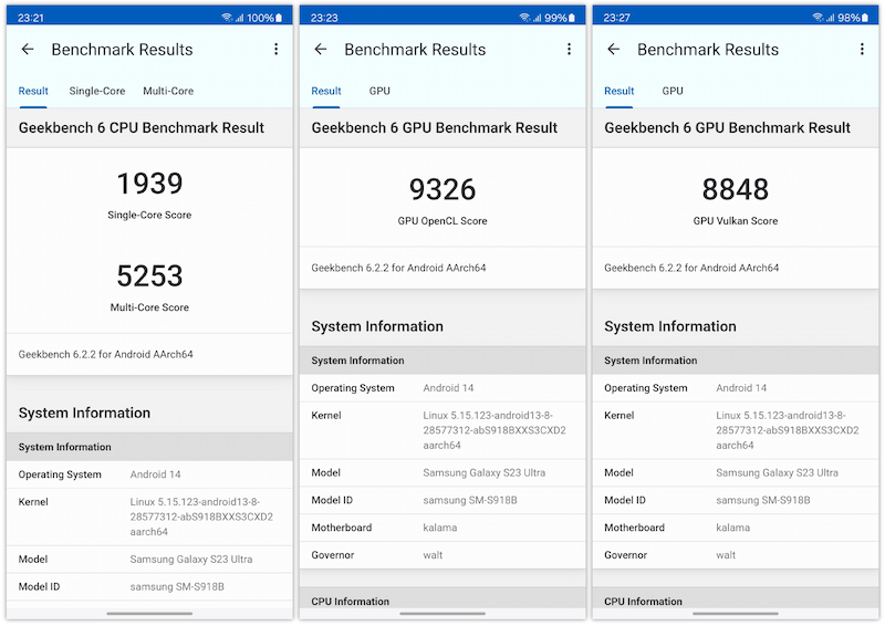 Kết quả bài test hiệu năng trên GeekBench 6