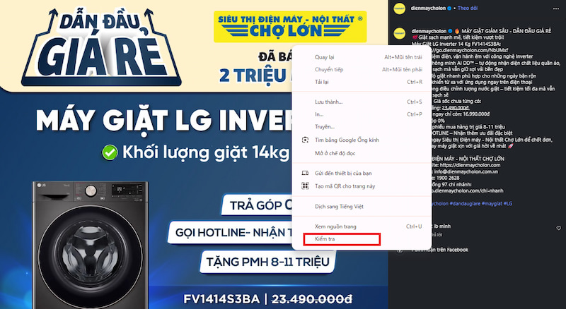 Kiểm tra nguồn ảnh Instagram muốn tải về