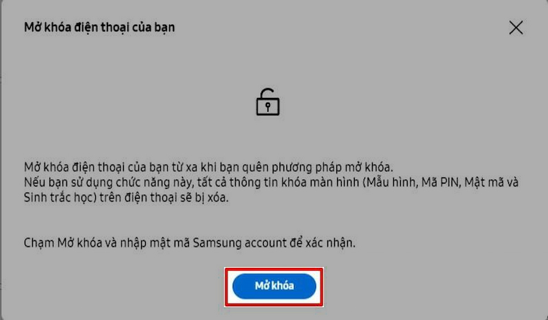 Cách mở khóa điện thoại Samsung khi quên mật khẩu bằng Find my Mobile