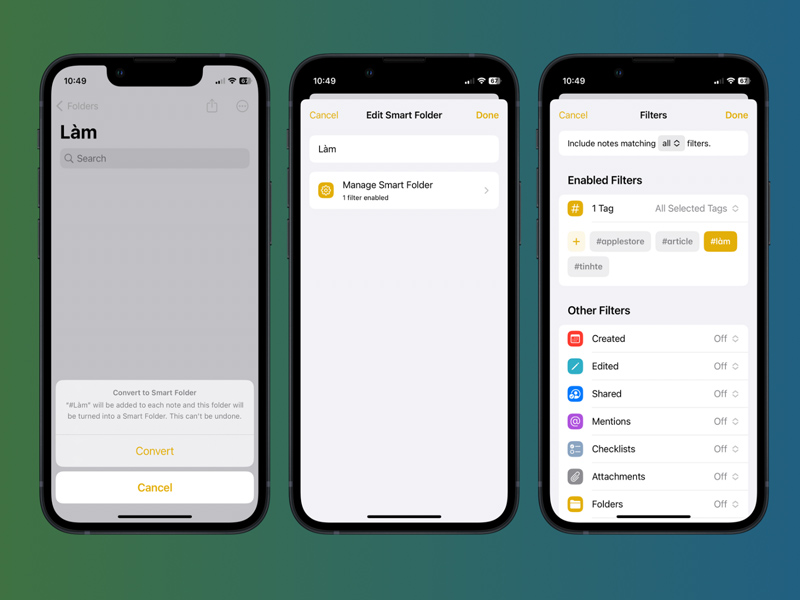 Người dùng có thể tạo Smart Folder trên ứng dụng Apple Notes