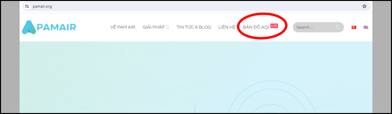 Nhấn vào mục Bản đồ AQI để theo dõi chất lượng không khí trên pamair.org