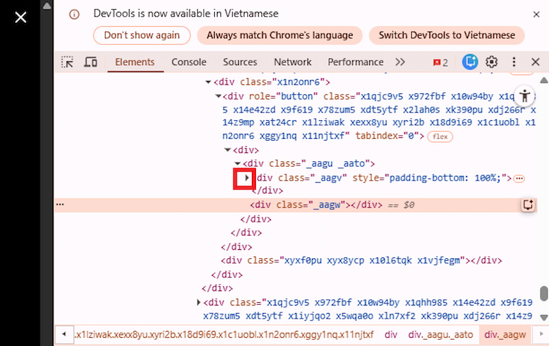 Nhấn vào mũi tên xuống