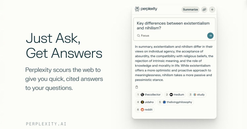 Perplexity AI có khả năng tìm kiếm thông tin, trả lời câu hỏi từ nhiều nguồn