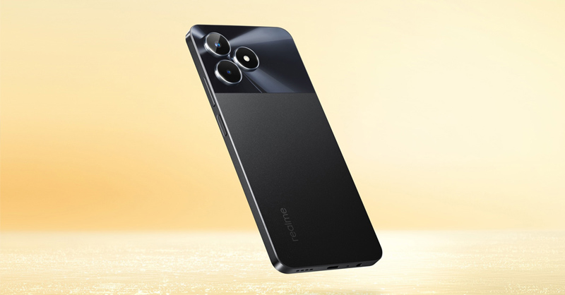 Realme C51 có chế tác mặt lưng phủ ánh thủy tinh ấn tượng