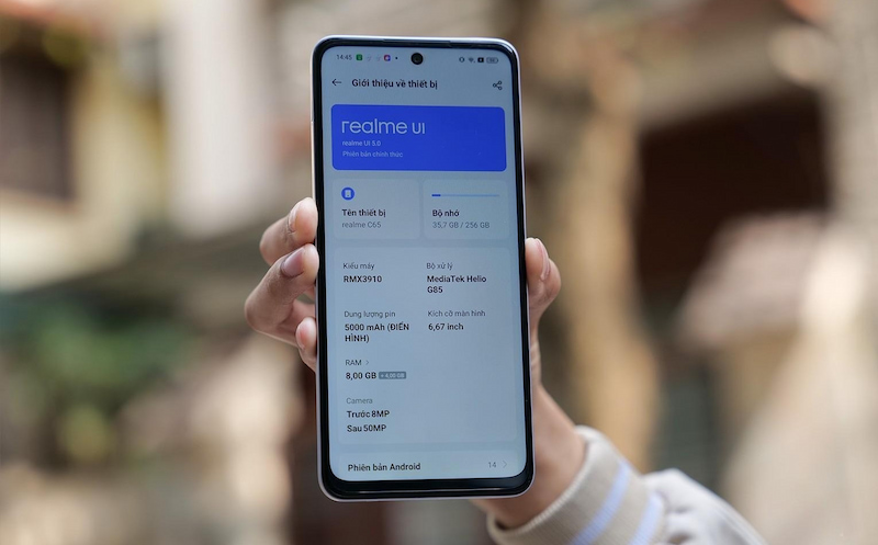 Realme C65 hoạt động với Realme UI 5.0