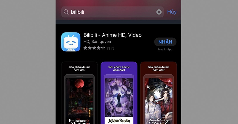 Nhấn Nhận để tải Bilibili về điện thoại iPhone  