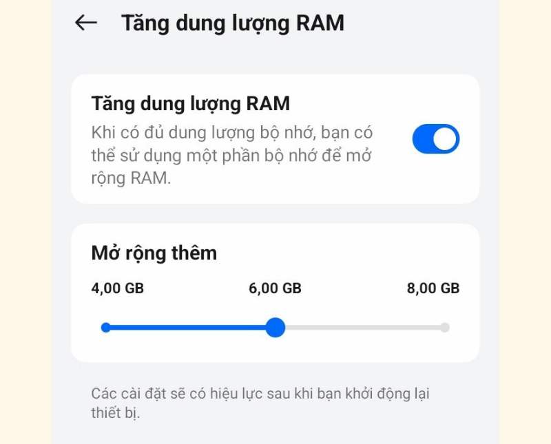 Tăng dung lượng RAM trên Realme C65