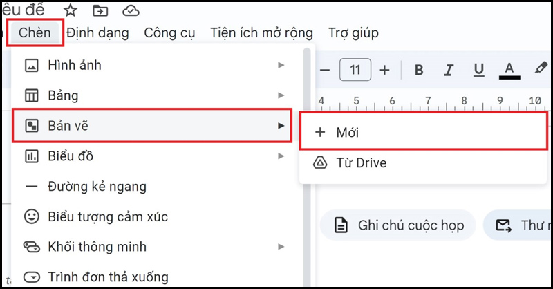 Tạo bản vẽ mới trên Google Docs