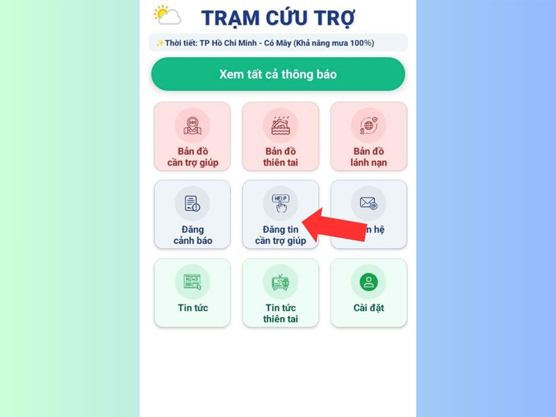 Trong trang chủ nhấn chọn Đăng tin cần trợ giúp