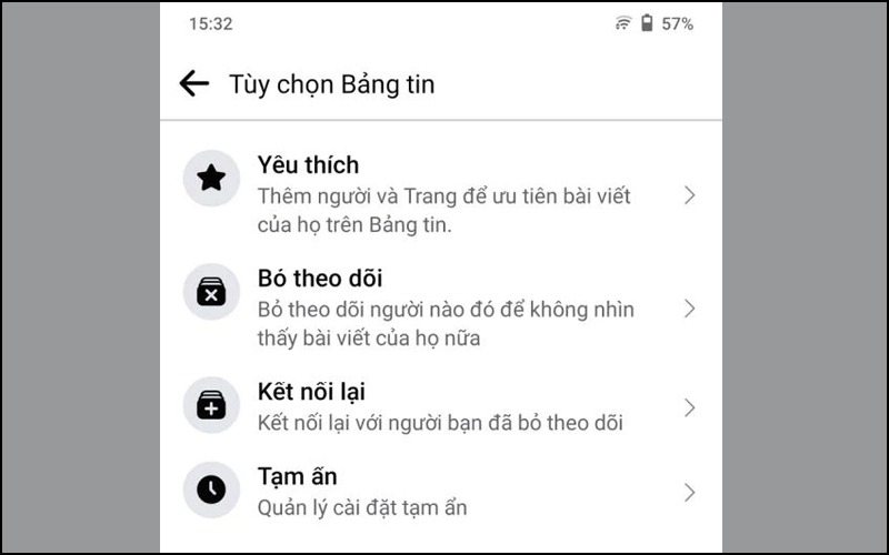 Thiết lập lại cài đặt bảng tin trên Facebook