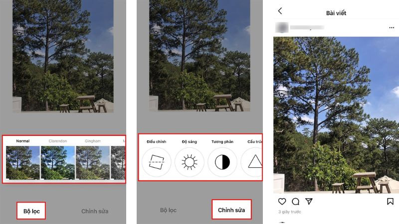 Tiến hành chỉnh sửa và đăng ảnh lên Instagram