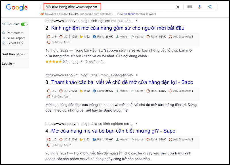 Tìm kiếm nội dung website cụ thể trên Google