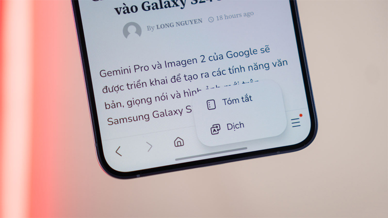 Tính năng tóm tắt nội dung trang web của Galaxy S24 Series