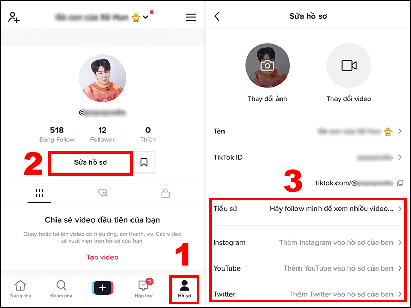 Điền đầy đủ thông tin để tối ưu hồ sơ TikTok