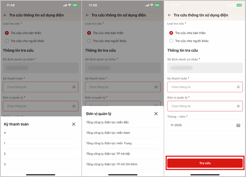 Tra cứu tiền điện
