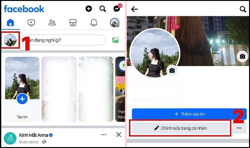 Truy cập vào Facebook và chọn Chỉnh sửa trang cá nhân