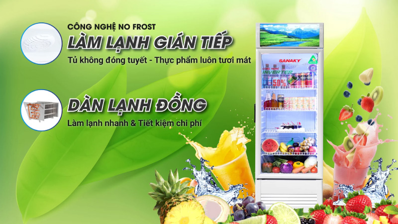 Dàn lạnh đồng và công nghệ Nofrost giúp tủ mát Sanaky bảo quản thực phẩm tối ưu