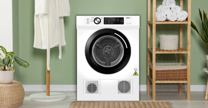 Máy sấy quần áo Aqua mang đến vẻ đẹp hiện đại cho không gian nhà