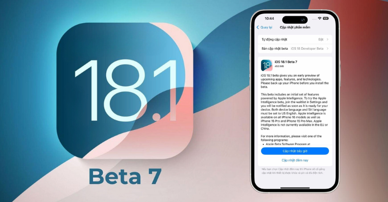 iOS 18.1 Dev Beta 7 trình làng