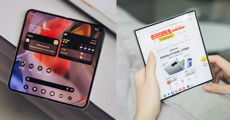 Màn hình chính của Pixel 9 Pro Fold và Galaxy Z Fold 6