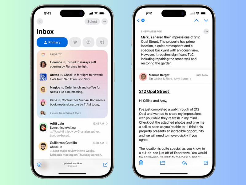 Apple Intelligence nâng cấp trải nghiệm trên ứng dụng Mail