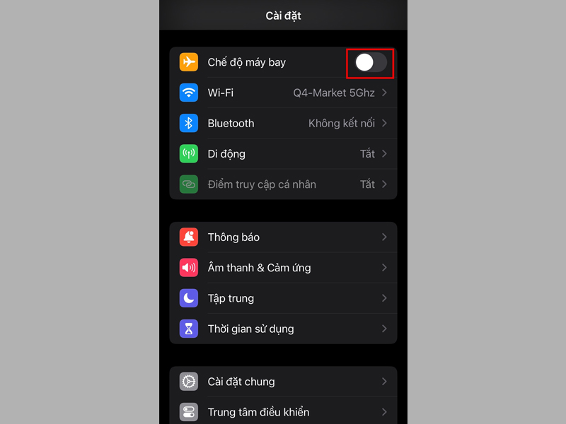 Bật Chế độ máy bay cho điện thoại