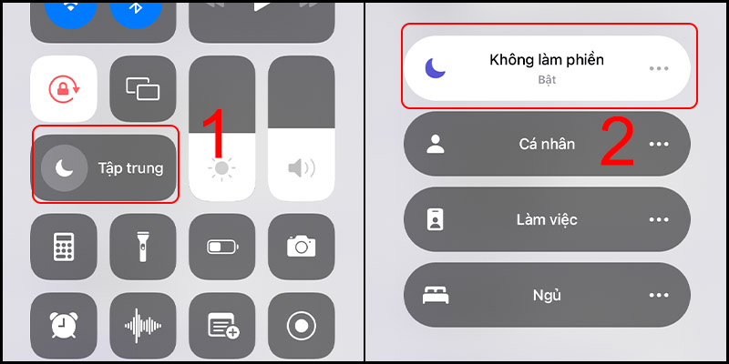 Bật chế độ Tập trung trên iPhone và chọn profile vừa thiết lập