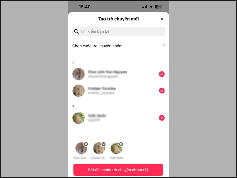 Bắt đầu cuộc trò chuyện nhóm trên TikTok