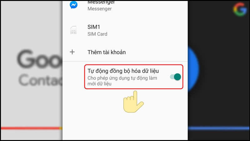 Bật tính năng Tự động đồng bộ hóa dữ liệu