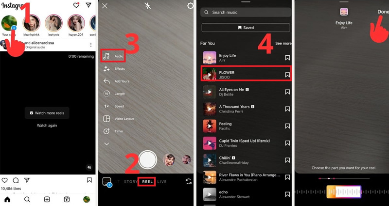 Các bước quay video có nhạc trên Instagram