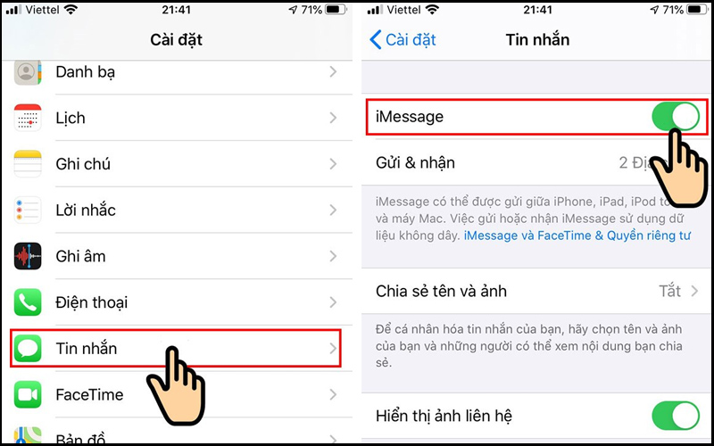 Các bước tắt iMessage trên iPhone 