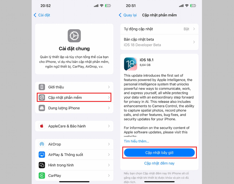 Hướng dẫn cập nhật iOS 18.1 chính thức