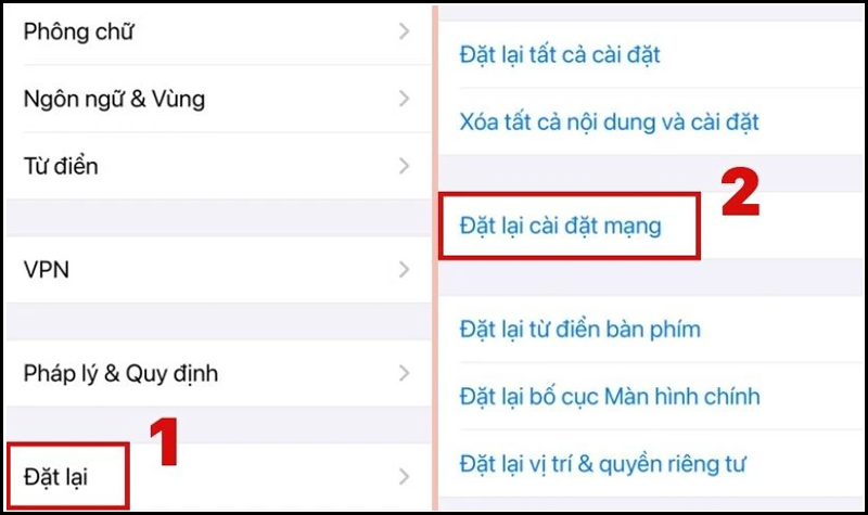 Cài đặt lại mạng di động cho iPhone