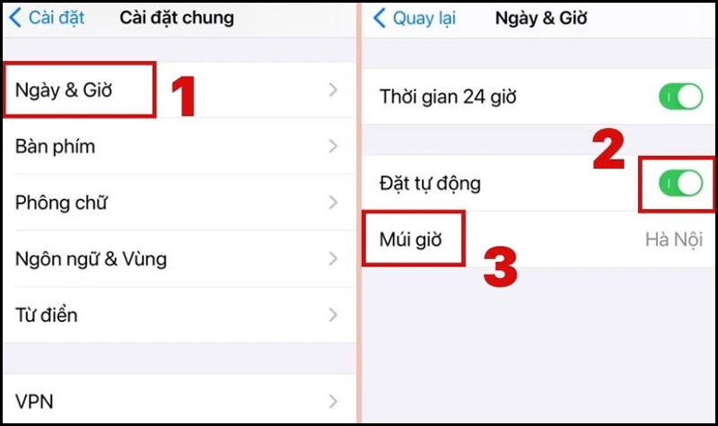 Cài đặt lại ngày giờ trên điện thoại iPhone