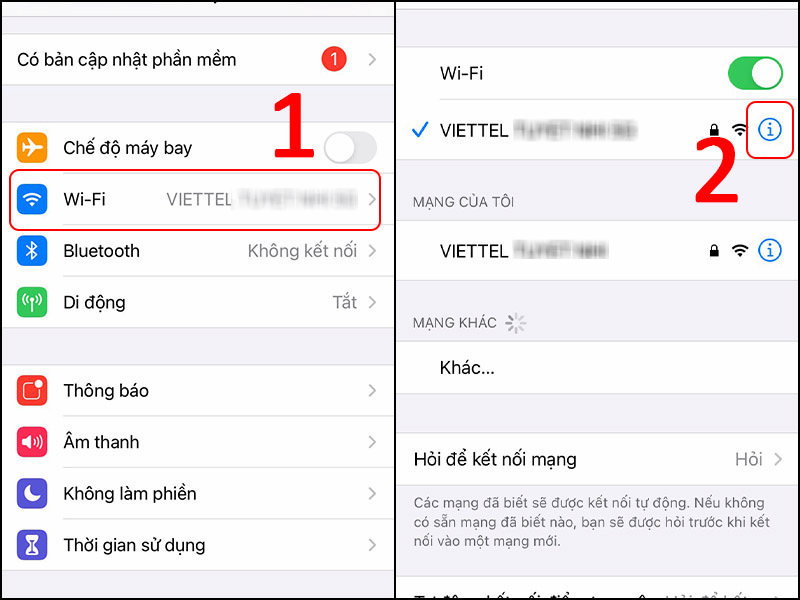 Chọn biểu tượng i tại wifi cần kết nối