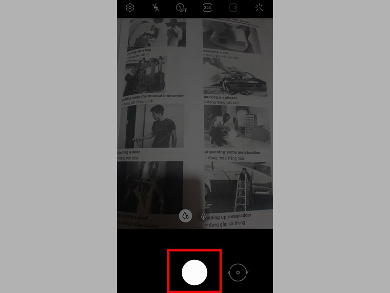 Căn chỉnh camera và nhấn vào biểu tượng hình tròn lớn để chụp tài liệu