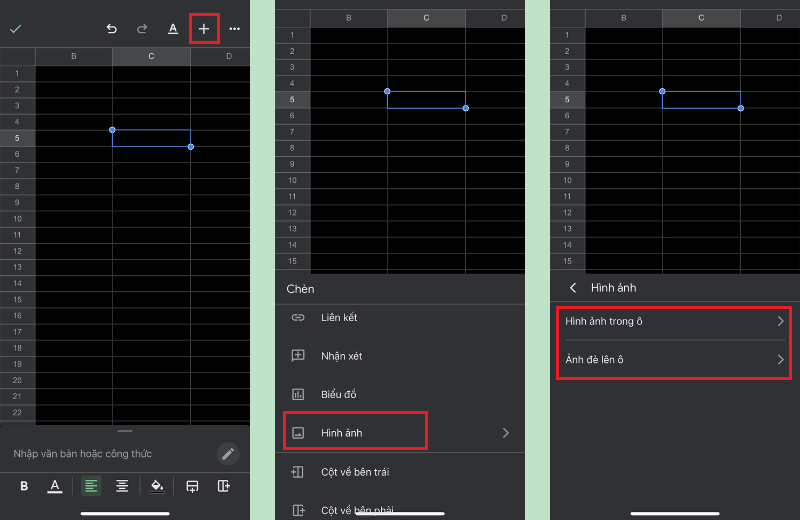 Chèn ảnh vào Excel trên điện thoại