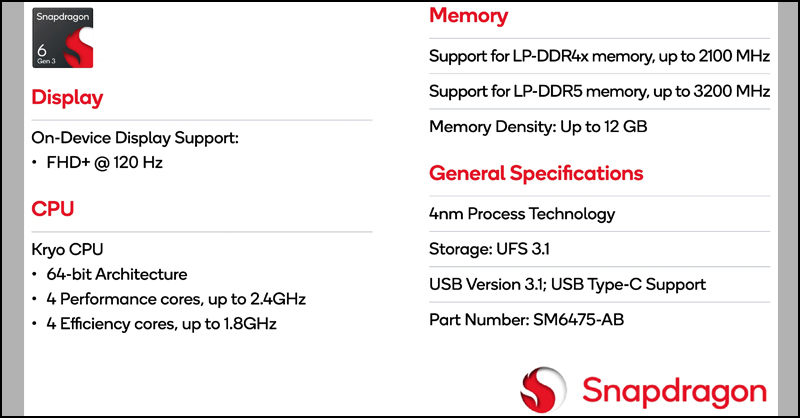 Chip Snapdragon 6 Gen 3 ra mắt với các thông số kỹ thuật ấn tượng