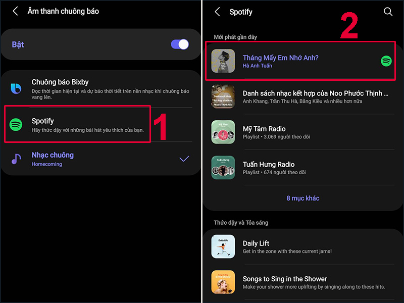 Chọn chuông báo thức yêu thích qua Spotify 