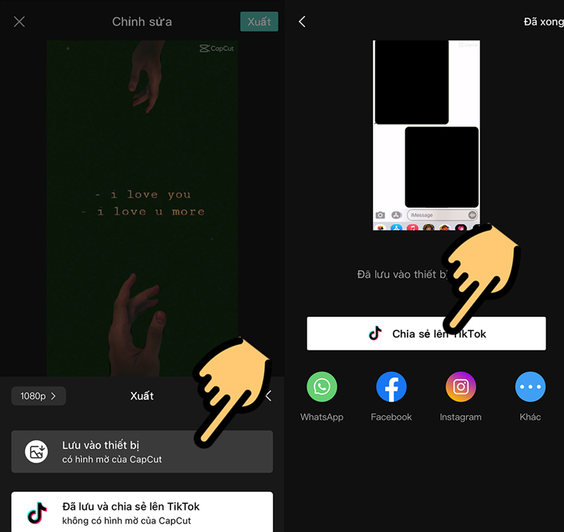 Chọn Lưu vào thiết bị hoặc Chia sẻ lên TikTok