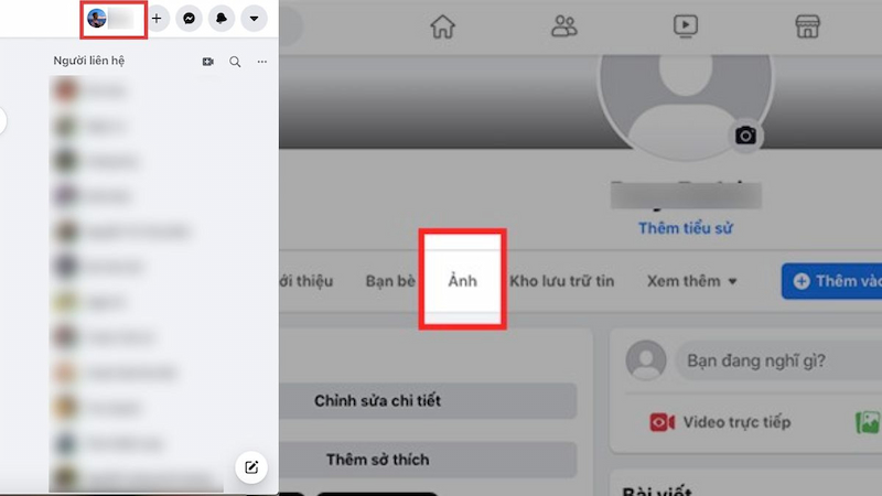 Nhấn chọn Ảnh tại giao diện trang cá nhân Facebook