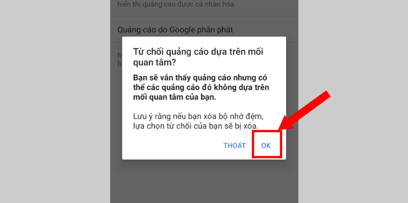 Chọn OK khi nhận được câu hỏi từ hệ thống